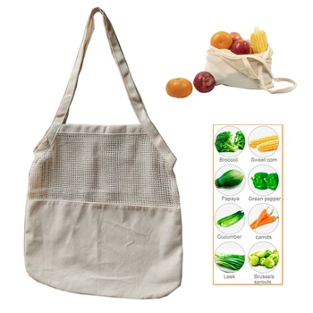 

Cotton Mesh Net String Shopping Bag Reusable Foldable Fruit Storage Handbag Totes Women Shopping Mesh Net Grocery Tote Bag