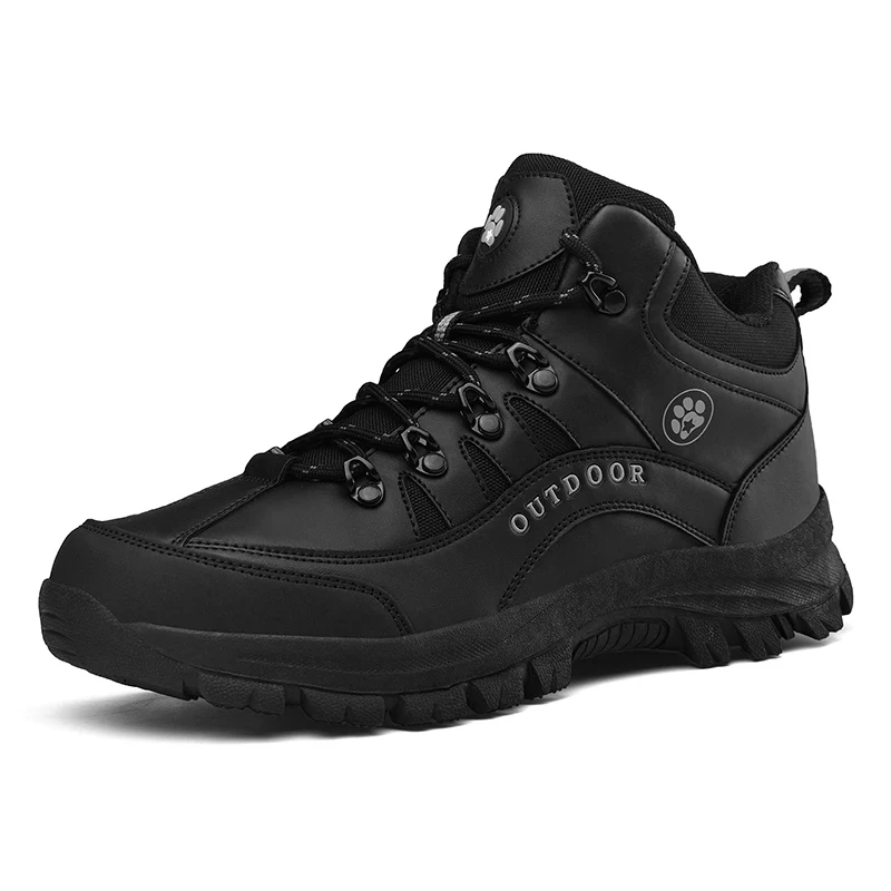 Ботинки; мужские кожаные ботильоны; уличные военные ботинки; мужские кроссовки с круглым носком; Повседневная походная обувь; botas hombre AODLEE - Цвет: Черный