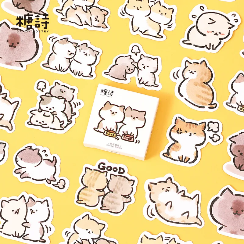 45pcs /Pack Cat Partners Stickers DIY Decoration Stickers DIY Diary Craft Sticker
