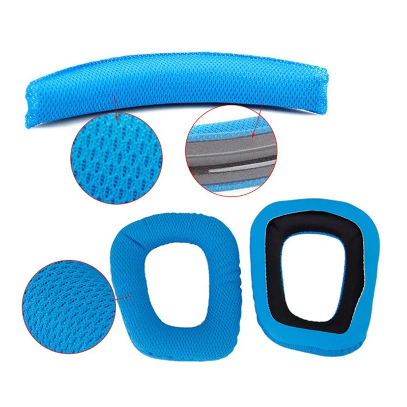 Синяя сменная повязка на голову Подушка оголовье амбушюры Earpad для Logitech G430