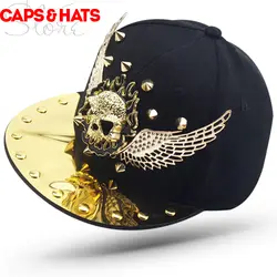 E824 клевый, панк-рок металлический череп голова горра хип хоп Snapback Кепка s Мальчики Девочки Детская кепка брендовая бейсболка Плоская шляпа