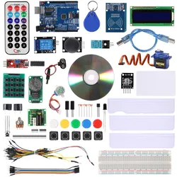 Kit de iniciación para Arduino Uno R3, placa de pruebas y soporte de Motor paso a paso, Servo /1602 LCD/cable de puente/Uno R3, versión de aprendizaje