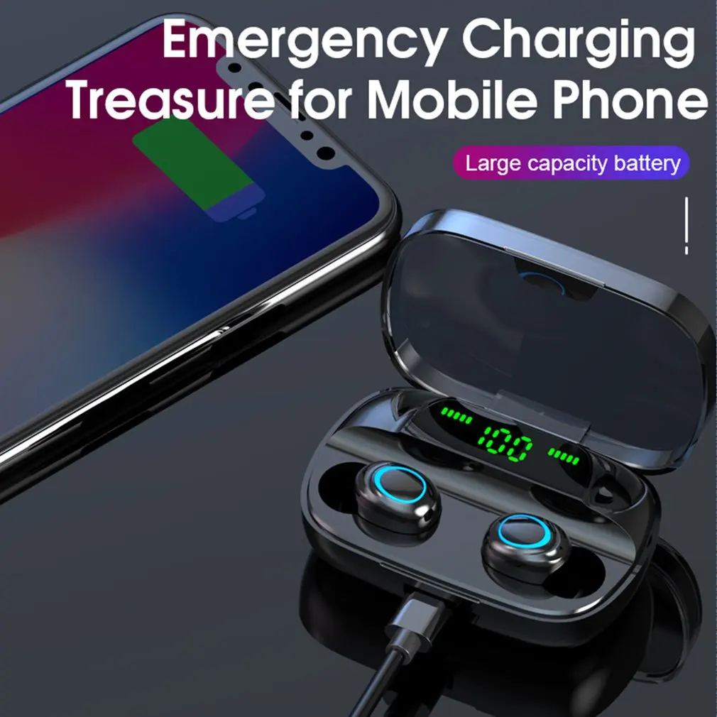3500mAh LED Bluetooth Wireless Earphones Headphones Earbuds TWS Touch Control Sport Headset Noise Cancel Earphone Headphone