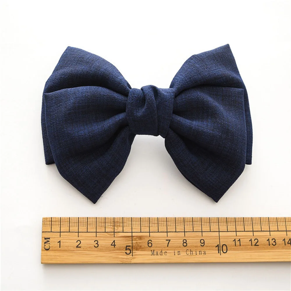 Vintage Fashion Linen Oversized Bow Hair Clip Korean Headwear Ponytail Clip Simple Fabric Woman Head Flower Gift