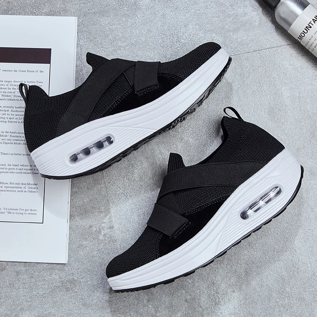 Platform Sneakers Casual Shoes Women Tenis Feminino Women Wedges Shoes Footwear Basket Femme Toning trainers Fitness shoe Summer Black