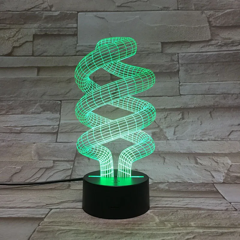 3D лампа ДНК меняющая цвет RGB голограмма новинка освещение гаджет декор для