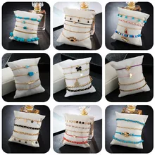 Многослойные богемные браслеты Набор из камней правильной геометрической формы в виде ракушки Шарм Декор веревка золотой цвет цепи браслеты для женщин девушки ювелирные изделия подарок