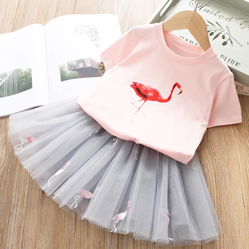 Keelorn/платья для девочек Летняя Милая футболка принцессы с лебедем для маленьких девочек бальное платье одежда для детей Детское платье принцессы - Цвет: AY316-Pink