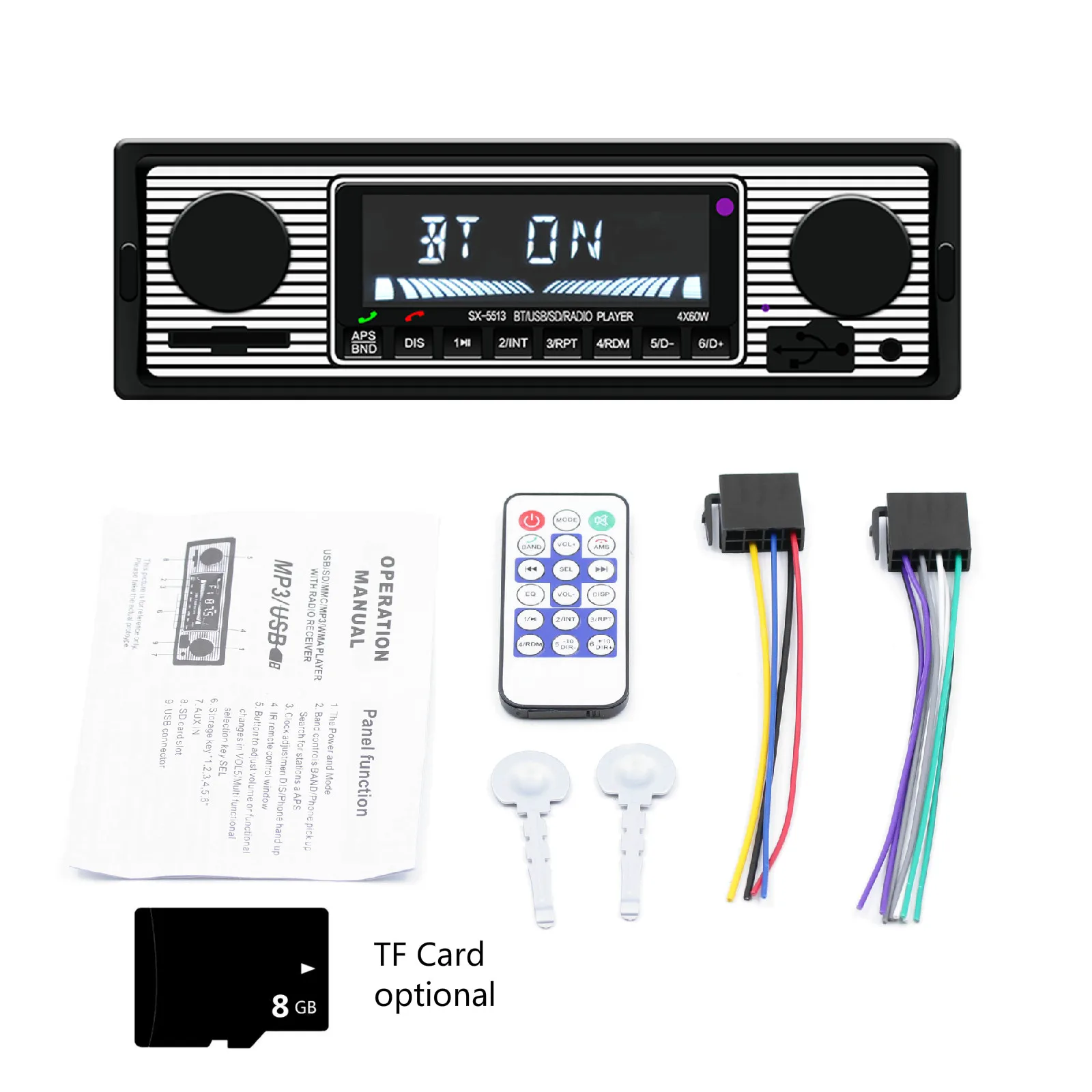 Bt винтажный радиоприёмник MP3-плеер Стерео USB AUX классический автомобильный аудио U диск - Цвет: with8GB TF Crd