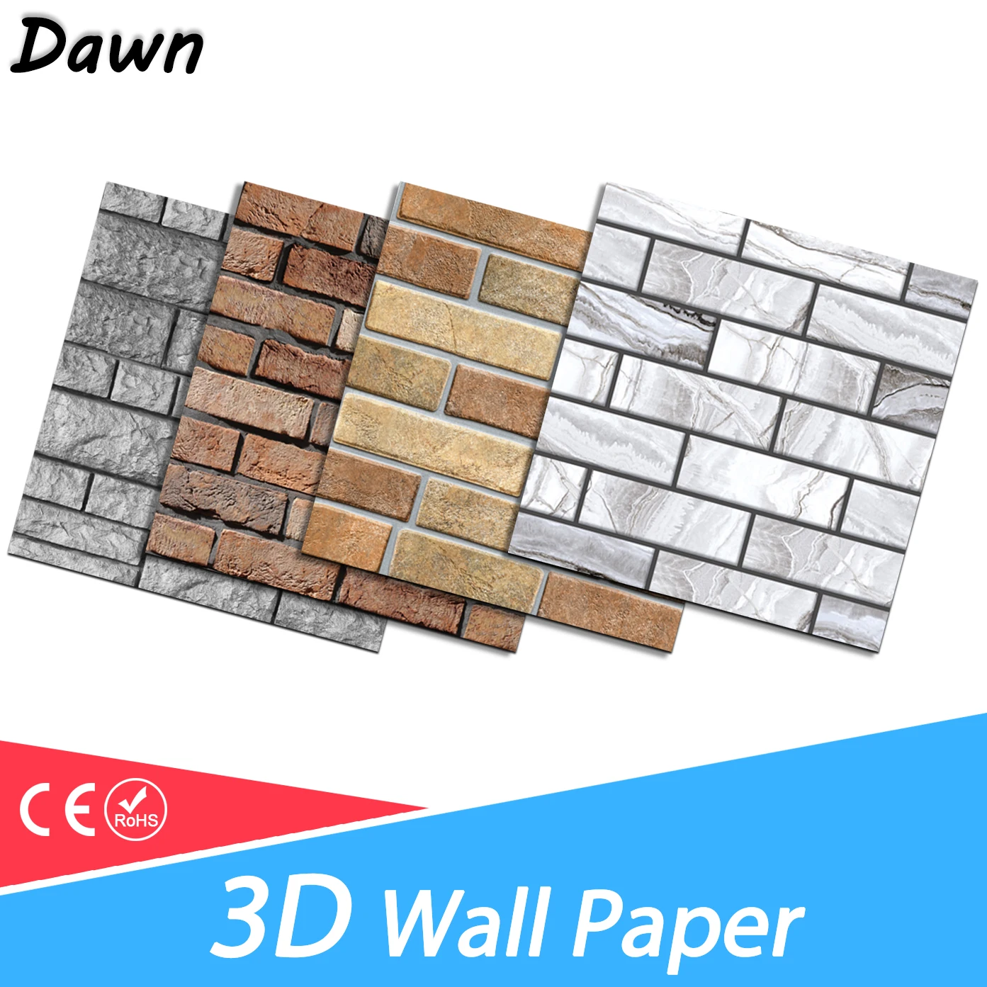 3D Wall paper Marble Brick Peel and Self-Adhesive Wall Stickers Waterproof DIY Kitchen Bathroom Home Wall Stick PVC Tiles Panel