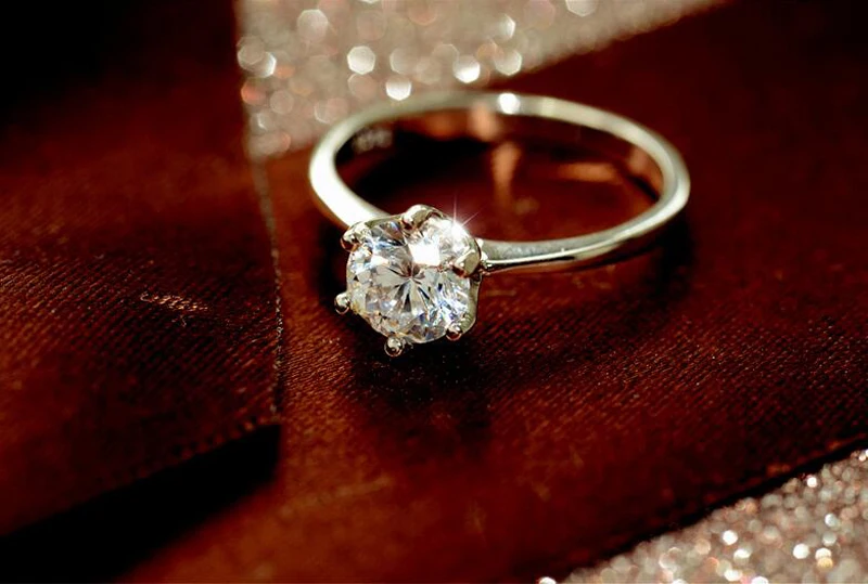 YANHUI с сертификатом 1ct Solitaire Обручальное кольцо 925 пробы серебряные кольца для женщин Юбилей обручальные кольца R03