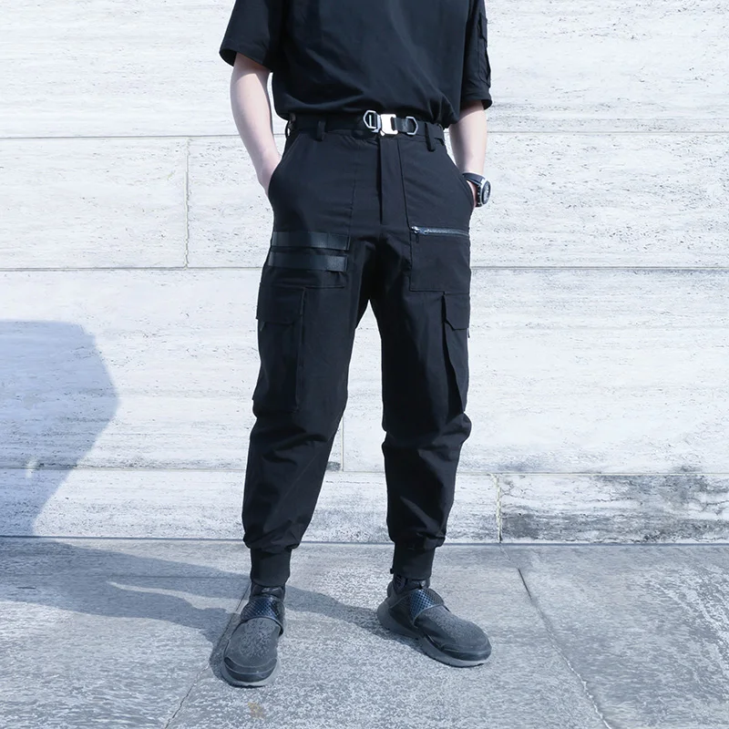 SILENSTORM Techwear Nero Cargo Pantaloni Elastico Jogger Hip Hop Stile Punk  di Modo|Cargo Pants| - AliExpress