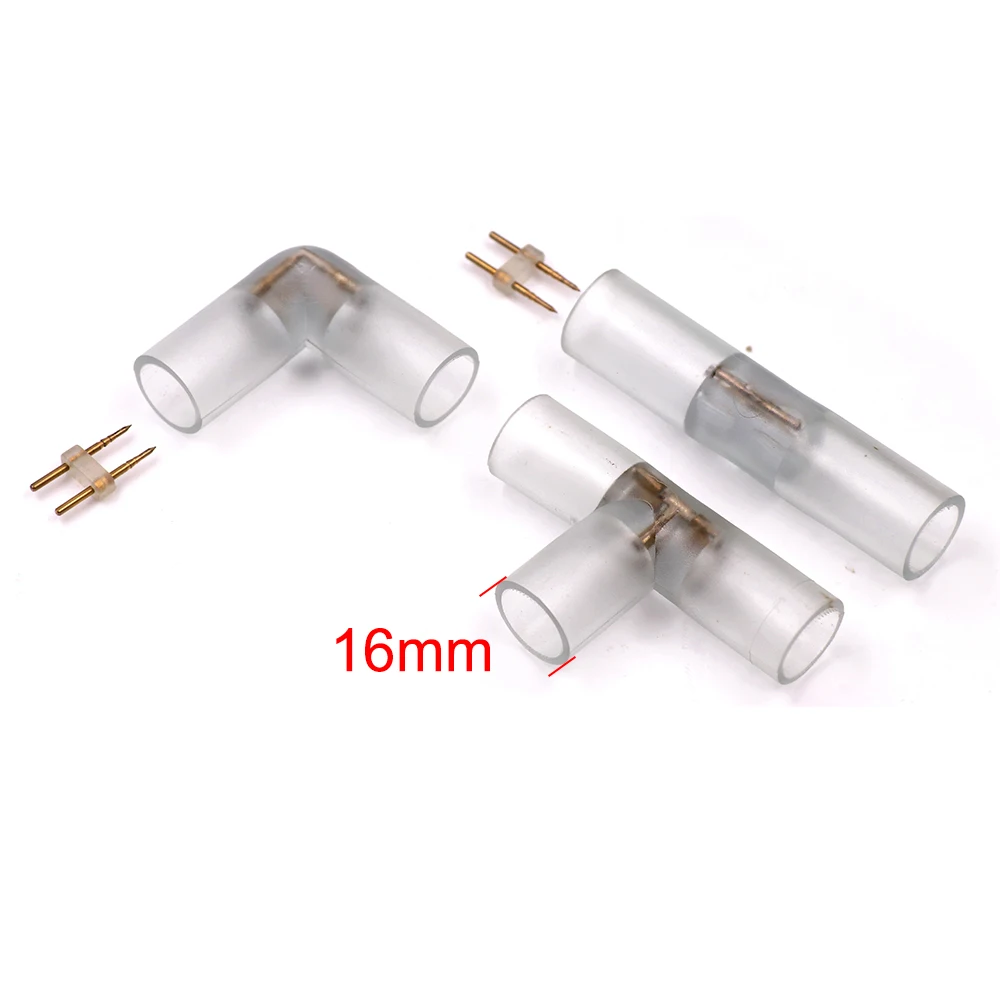 5 шт. 220 В Светодиодная лента неоновый светильник Conector для 14 мм круглый два провода L T I Форма Средний разъем прямой кабель неоновые трубки зажимы