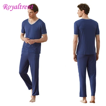 

Men'S Cotton Pajama Set Soft Modal Cotton Sleepwear Short Sleeve Top & Bottom Pajama Lounge Set