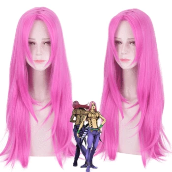 

70Cm Length Rose Red Cosplay Wig Anime JoJo's Bizarre Adventure Diavolo Bos Wig Long Cosplay For Women Wig Synthetic Cosplay Wig