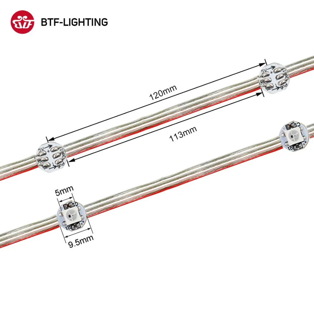 50 светодиодный s/string WS2812B предварительно припаянный светодиодный s String DC5V светодиодный модуль индивидуально адресуемый Bluetooth музыкальный контроллер IP30 - Цвет: 50 leds Crystal Wire