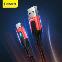 Baseus – câble USB type-c LED Quick Charge 3.0, cordon de chargeur usb-c pour Redmi Note 9/9s/8 Pro, Xiaomi 10, Samsung S20