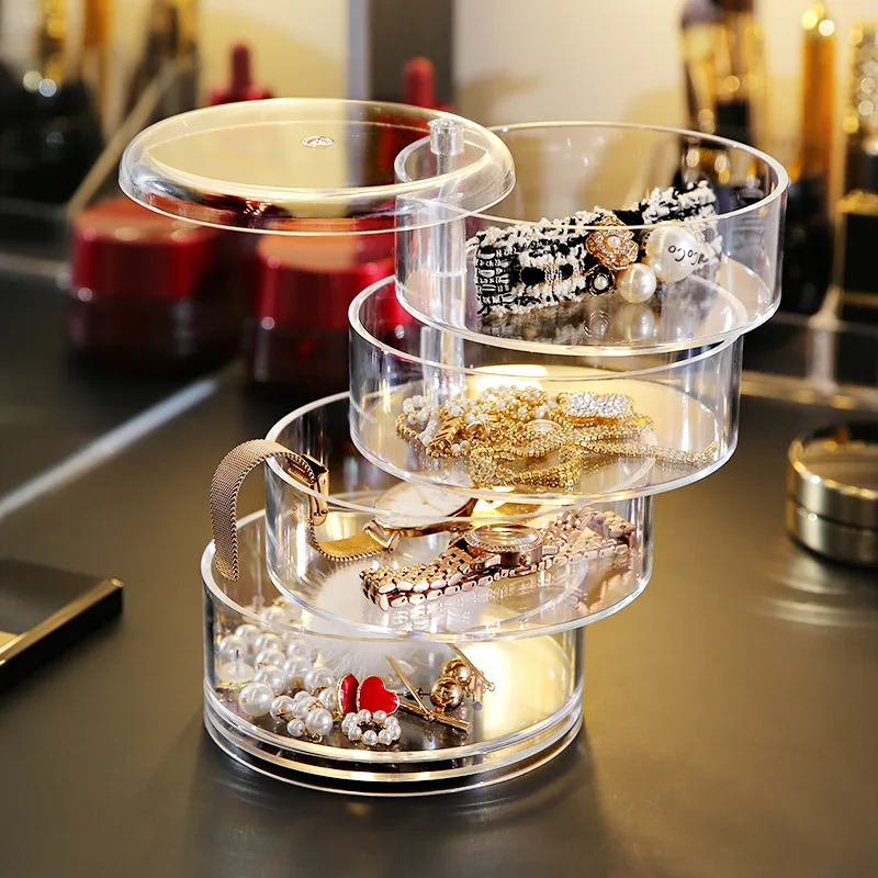Earrings Jewelry-Box Ring-Storage-Box Beauty-Container Cosmetics Rotatable Creative New-Fashion