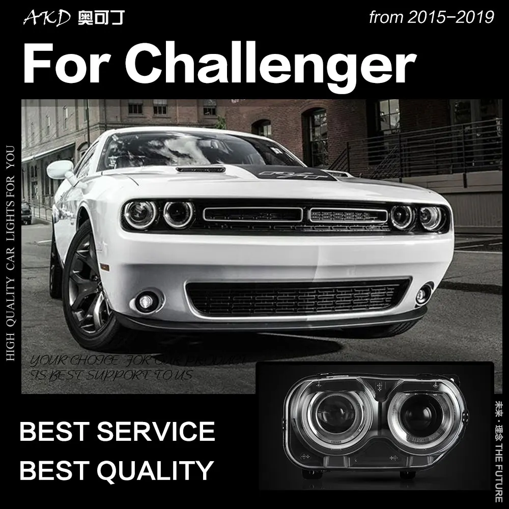 AKD автомобильный Стайлинг для Dodge Challenger фары 2015-2019 Новый светодиодный сигнал Drl