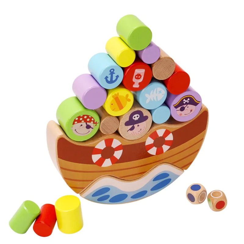 

Wooden CHILDREN'S Building Blocks Moon Balance Building Blocks Children'S Educational Color Jenga Heap Tower Toy