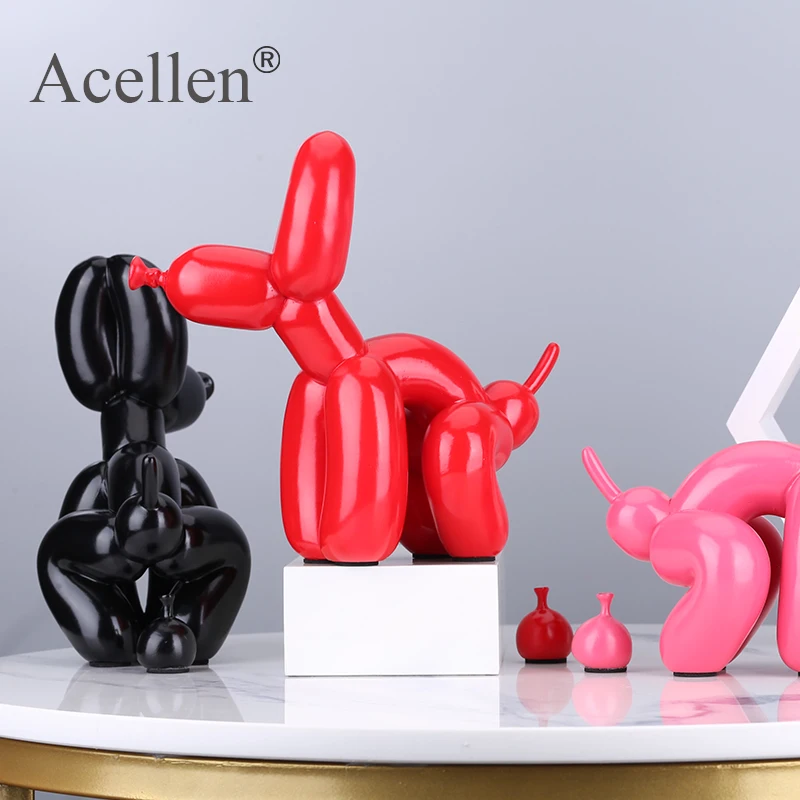 Squat Balloon Dog Statue Resin Sculpture Home Decor Modern Nordic Home Decoration Accessories for Living Room Animal Figures