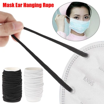 

New Hot 54Yards Black White Elastic Rope Band Mask Ear Hanging DIY Making Mask String Headband Sewing Accessories 1/8 1/4in