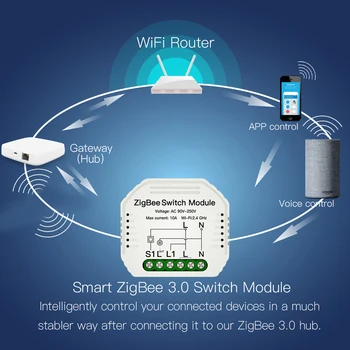

ZIGBEE3.0 Hide Breaker One Way Intelligent Switch Module APP Remote Control with Timer Work with Amazon Alexa Google Assistant