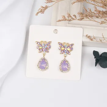 

2020 New contracted Korean shiny Water Drop modelling Women earrings fashion elegant sweet fine crystal butterfly Drop earrings