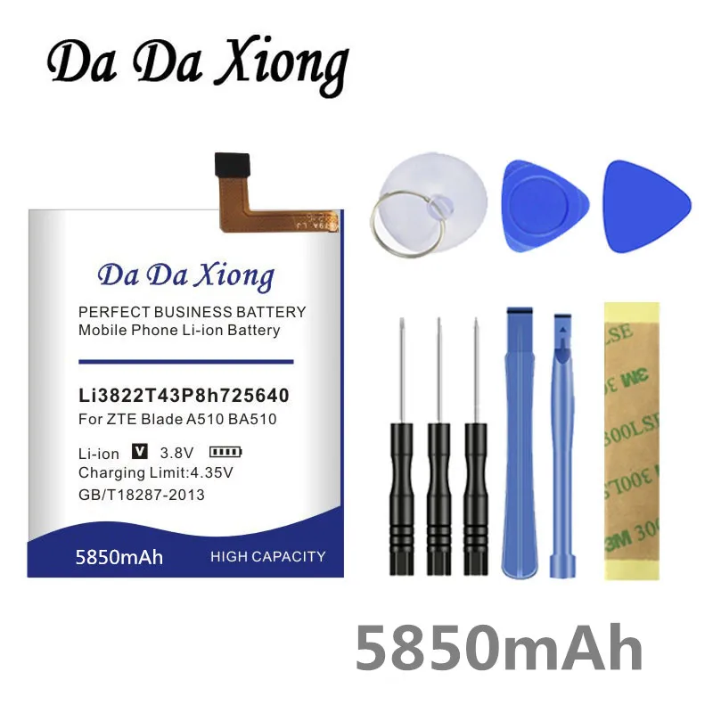 Аккумулятор Da Xiong 5850 мАч Li3822T43P8h725640 для аккумулятора ZTE Blade A510 BA510 | Мобильные