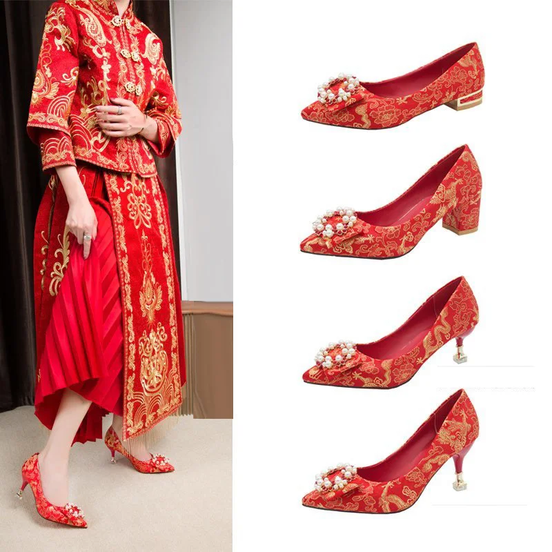 Women's High Heels, Chinese Style Red 
