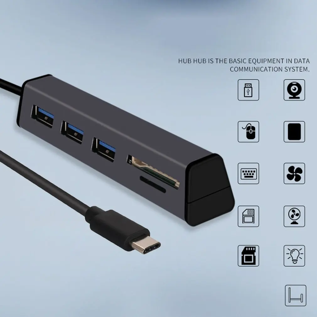 USB 2,0 концентратор Алюминиевый мульти-в-одном кард-ридер концентратор с подставкой для мобильного телефона