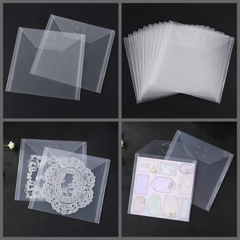 

6.4*6.4Inch 10Piece Set Square Transparent Portable Storage Bag Use To Store Die Stamp Background Paper Bump Template Card Cover