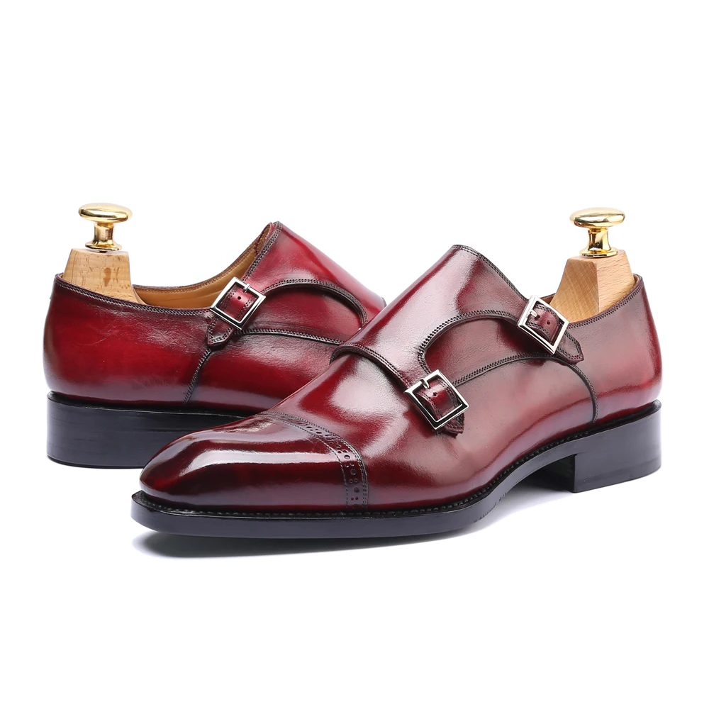 Мужские туфли-Монки из натуральной кожи; Роскошная Брендовая обувь ручной работы в винтажном стиле; обувь для офиса в стиле ретро; официальная Свадебная обувь; Мужские модельные туфли
