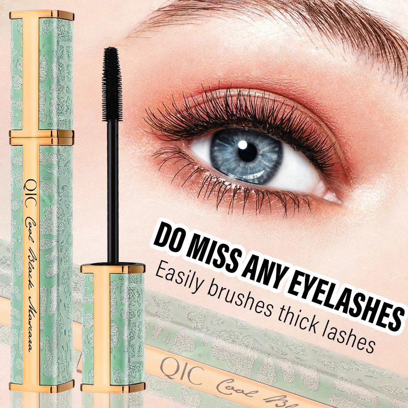 

QIC Mint Green long Mascara Waterproof Slim Curl is not easy to bloom and is extremely long lasting natural silicone brush head