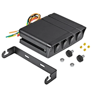 

New Black 40A Rocker Switch Box Emergency Strobe Light 12V 4-Gang Toggle Controller Panel