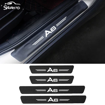 

4pcs PU Leather Car Protector Door Sill Sticker For Audi A6 C5 C6 C7 C8 S6 RS4 Auto Door threshold Plate Guard Cover Accessories