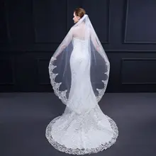 Modern  Appliques Lace Wedding Veils with Comb Bridal for Girls  Luxury Mid Length  Bride Veils