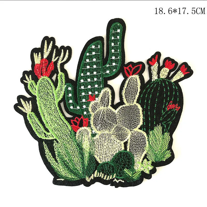 Iron On Sequin Cactus Red Flower Embroidery Applique Patch Sew Iron Badge 