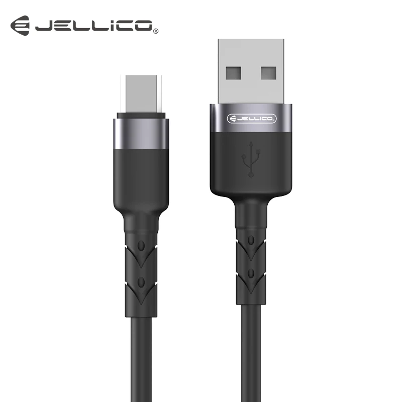 Jellico 1 м мягкий силиконовый USB кабель для iPhone 11 pro Max type C кабель Micro кабель для samsung USB C кабель - Цвет: Micro black