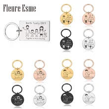 

Personalized Family Gifts Keychain Custom Mom Dad Daughter Son Pet Keychain Engraved Mother Father Kids Keyring Free Shipping