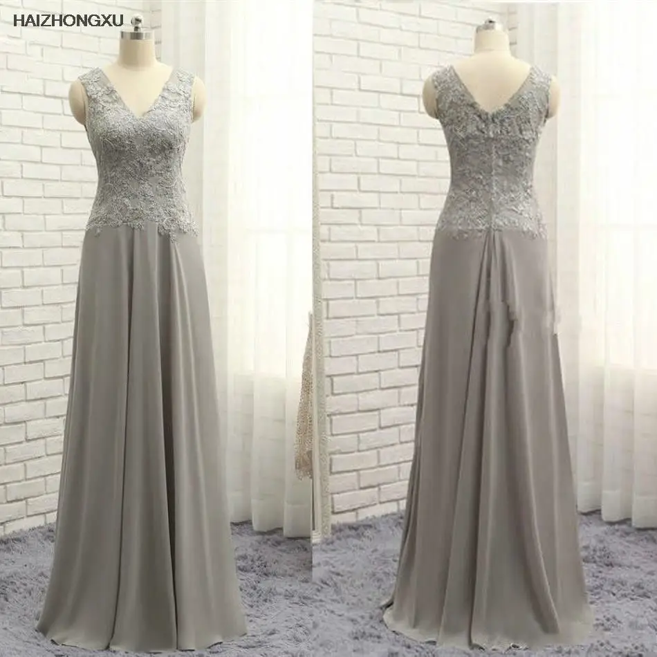 

Elegant A Line Mother of the Bride Dress V Neck Sleeve Tank Lace Top Chiffon Floor Length Wedding Party Gowns Lakshmigown 2022
