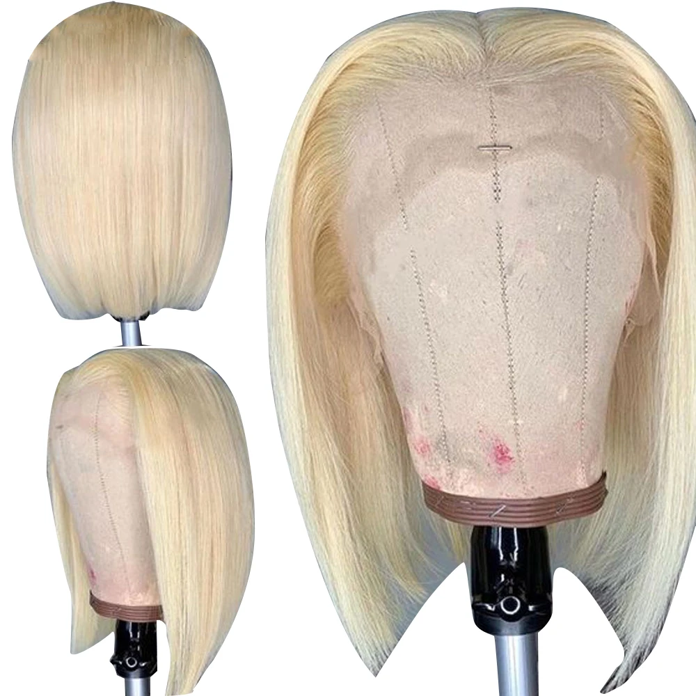 

QT13x4 613 Blonde Brazilian Straight Human Hair Bob Wigs Can Dye Ombre Wigs 8-16 inch Remy Short Bob Lace Front Wigs Black Women