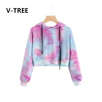 

V-TREE Women Hoodies Sweatshirts Short Printed Plus Size Hooded Sweatshirt Long Sleeve Pullover Female Casual 2020 Autumn Cotton