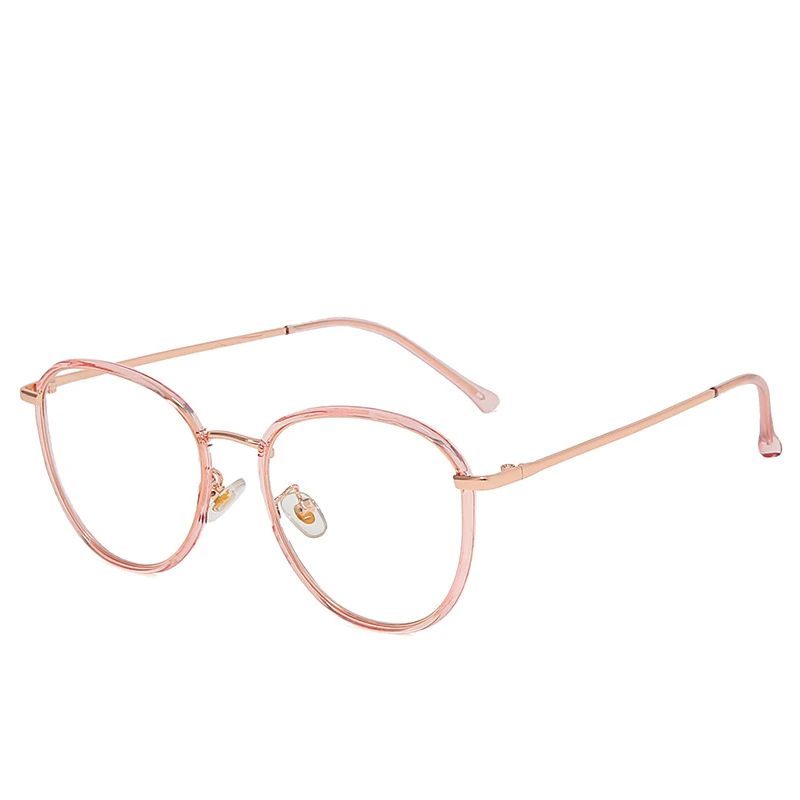 YOOSKE ретро анти синий светильник очки для женщин и мужчин прозрачные круглые оптические оправы для очков TR90 близорукость оправа - Цвет оправы: pink