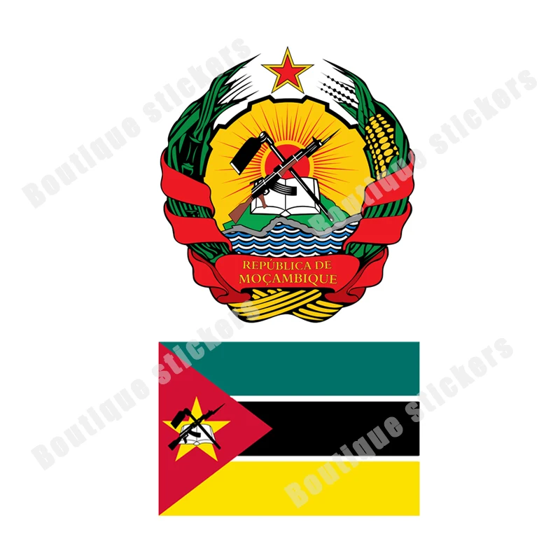 

Car High Quality Decorative Stickers Mozambique Flag National Emblem Stickers PVC Vinyl Cover Scratches Waterproof Sunscreen