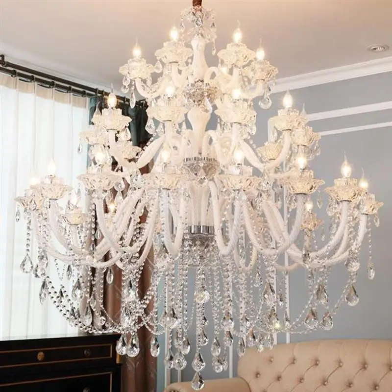 

Living Room Large Pendant Ceiling Chandeliers Crystal Droplight Villa Stair crystal Chandelier E14 Hotel hall led Fixture lampe