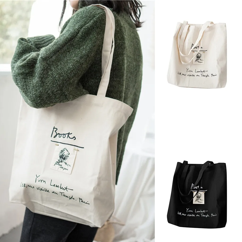 

2020 New Fashion Women Shopping Bag Ladies Canvas Letter Shopper bags Totes Beach Bags Cloth Girls School bags#F