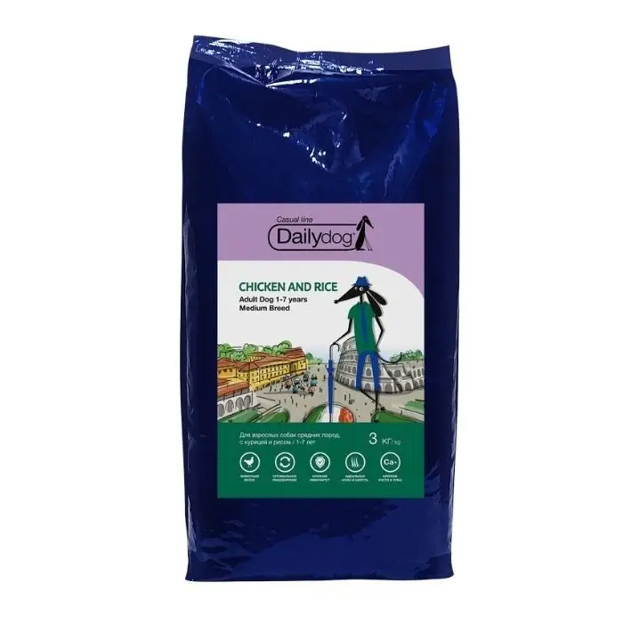 Dailydog Casual Dog Adult Medium Chicken and Rice сухой корм для взрослых собак средних пород с курицей