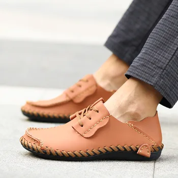 

Big Size Soft Leather Men Flats 2020 New Men Casual Shoes High Quality Men Loafers Driving Shoes