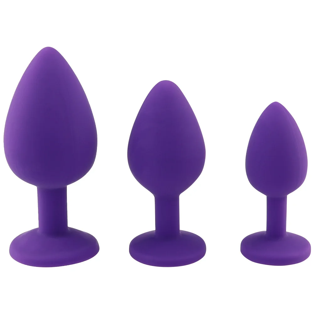 Medium Large Silicone Butt Plug with Crystal Jewelry Smooth Touch Anal No Vibration Sex Toys for Woman Men Gay | Красота и здоровье